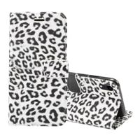 Luipaard patroon horizontale Flip lederen hoes for iPhone XR, met houder & Card Slots(White)