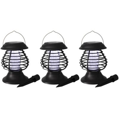 Set van 3x stuks solar tuinlampen/prikspots anti-muggenlampen op zonne-energie 22 cm Set van 3x stuks solar tuinlampen/prikspots anti-muggenlampen op zonne-energie 22 cm