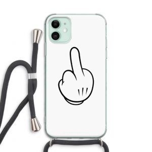 Middle finger white: iPhone 11 Transparant Hoesje met koord