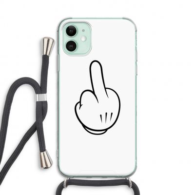 Middle finger white: iPhone 11 Transparant Hoesje met koord