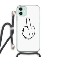Middle finger white: iPhone 11 Transparant Hoesje met koord