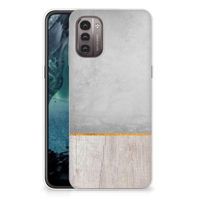 Nokia G21 | G11 | Bumper Hoesje | Wood Concrete