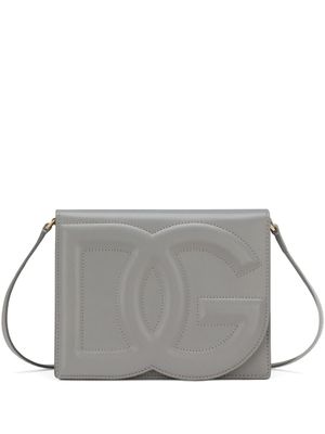 Dolce & Gabbana sac à bandoulière en cuir à logo DG - Gris