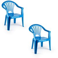 2x Kinderstoelen blauw kunststof 35 x 28 x 50 cm