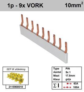 SEP Verdeelkam 1f pin 9 mod 18mm grijs P01009G00