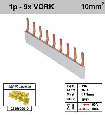 SEP Verdeelkam 1f pin 9 mod 18mm grijs P01009G00