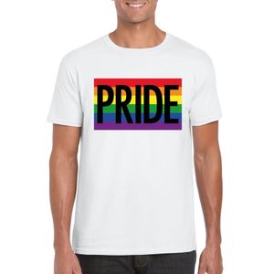 Regenboog vlag Pride shirt wit heren