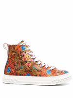 Giuseppe Zanotti baskets à fleurs - Orange