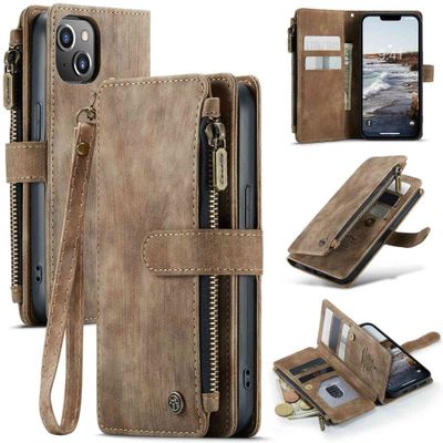Caseme - iPhone 14 - Portemonnee hoes - Bruin