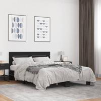Bedframe bewerkt hout metaal zwart 135x190 cm