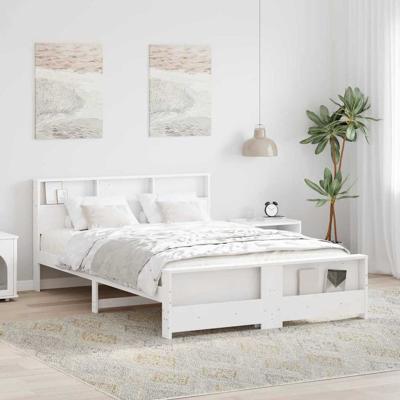 Bedframe met hoofdeinde Wit 150 x 200 cm Massief grenenhout