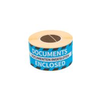 Waarschuwingsetiket Rillprint documents enclosed 46x125mm blauw - thumbnail