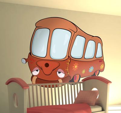 sticker kinderkamer schoolbus