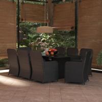 9-delige Tuinset poly rattan zwart 9-delige Tuinset poly rattan zwart