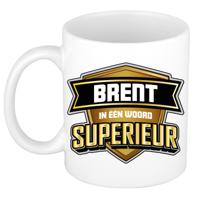 Naam mok Brent - wit - Superieur - keramiek - 300 ml - cadeau collega beker