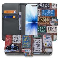 Book Case iPhone 17 Kentekenplaten Collage Kunstleer Matte Finish Met 3 Pasjes