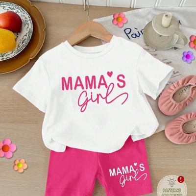 Baby Girls 2pcs Set Round Neck Short Sleeve T-Shirt And Leggings, Casual & Minimalist Multicolor4