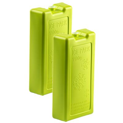 Plasticforte koelelementen - 2x stuks - 1100 ml - 22 x 11 x 5 cm - groen - kunststof