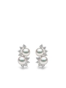 Yoko London puces d'oreilles Sleek en or blanc 18ct ornées de diamants et de perles Akoya - Argent