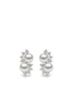 Yoko London puces d'oreilles Sleek en or blanc 18ct ornées de diamants et de perles Akoya - Argent