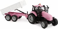 Kids Globe Farming Kids Globe tractor met aanhanger die cast frictie licht geluid roze - thumbnail
