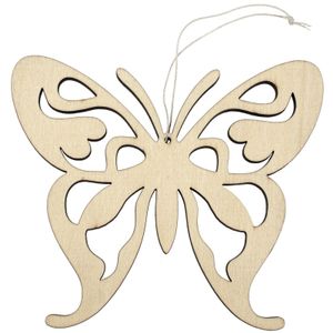 1x Vlinders ophang decoratie van hout 16,5 x 14 cm