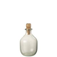 J-Line decoratie fles Ovaal Kurk - glas|hout - transparant