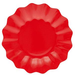 Feestbordjes met schulprand - 8x - rood - rond - karton - 27cm