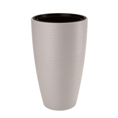 Form Plastic Plantenpot/bloempot Gobi - kunststof - grijs - D30 x H48 cm - met binnenpot