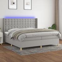Boxspring met matras en LED stof lichtgrijs 200x200 cm