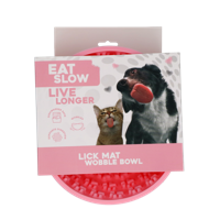 Eat Slow Live Longer Lick Mat Wobble Bowl Roze