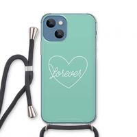 Forever heart pastel: iPhone 13 mini Transparant Hoesje met koord
