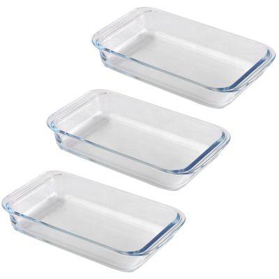 Chef Traiteur Ovenschaal van borosilicaat glas - 3x - rechthoek - 1 Liter - 26 x 15 x 5 cm Chef Traiteur Ovenschaal van borosilicaat glas - 3x - rechthoek - 1 Liter - 26 x 15 x 5 cm