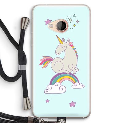 Regenboog eenhoorn: HTC U Play Transparant Hoesje met koord