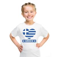 Supporters kleding - t-shirt van vlag Griekenland - wit - voor kinderen - korte mouwen - sport