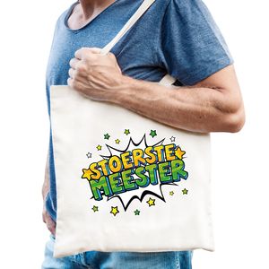 Stoerste meester popart katoenen tas wit voor heren   -