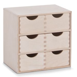 Zeller ladeblok/organizer - 6 lades - 28 x 20 x 28 cm - hout   -