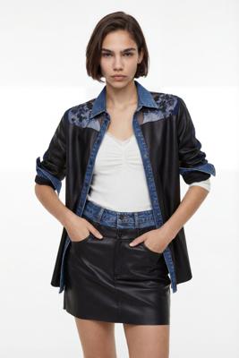 Slim fit minirok met dubbele tailleband - BLACK - XS