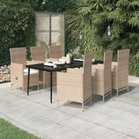 7-delige Tuinset met kussens beige