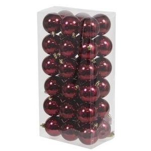 36x Bordeaux rode kerstballen 6 cm kunststof glans