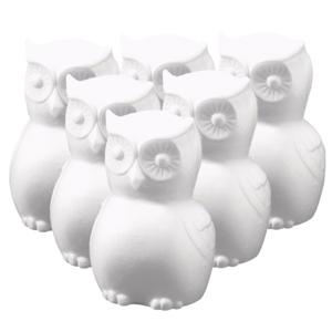 Piepschuim uilen knutsel dieren figuur - Set van 6x stuks - wit - 22 cm - hobby knutsel materialen