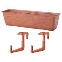 Balkon plantenbak Balustrade - incl ophangbeugels - kunststof - terracotta - L50 x B17 x H14 cm