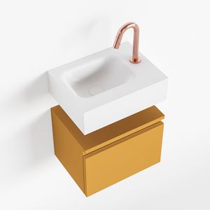 Toiletmeubel Mondiaz Andor | 40 cm | Meubelkleur Ocher | Lex vrijhangend wastafel Talc Links | 1 kraangat