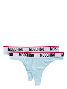 Moschino string à bande logo - Bleu