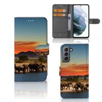 Samsung Galaxy S21 FE | Telefoonhoesje | Met pasjeshouder | Olifanten