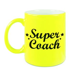 Super coach mok / beker neon geel 330 ml