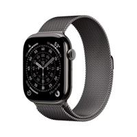 Apple Watch Series 11 GPS + Cellular 46mm Slate Titanium Case met Slate Milanese Loop - M/L Smartwatch Grijs