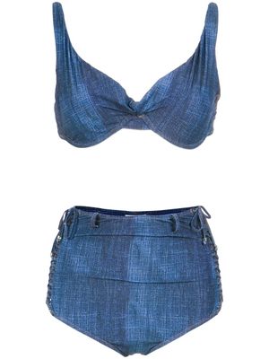 Amir Slama high waist denim bikini set - Bleu