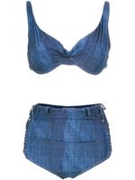 Amir Slama high waist denim bikini set - Bleu - thumbnail