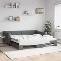 Slaapbank met onderschuifbed 100x200 cm stof donkergrijs